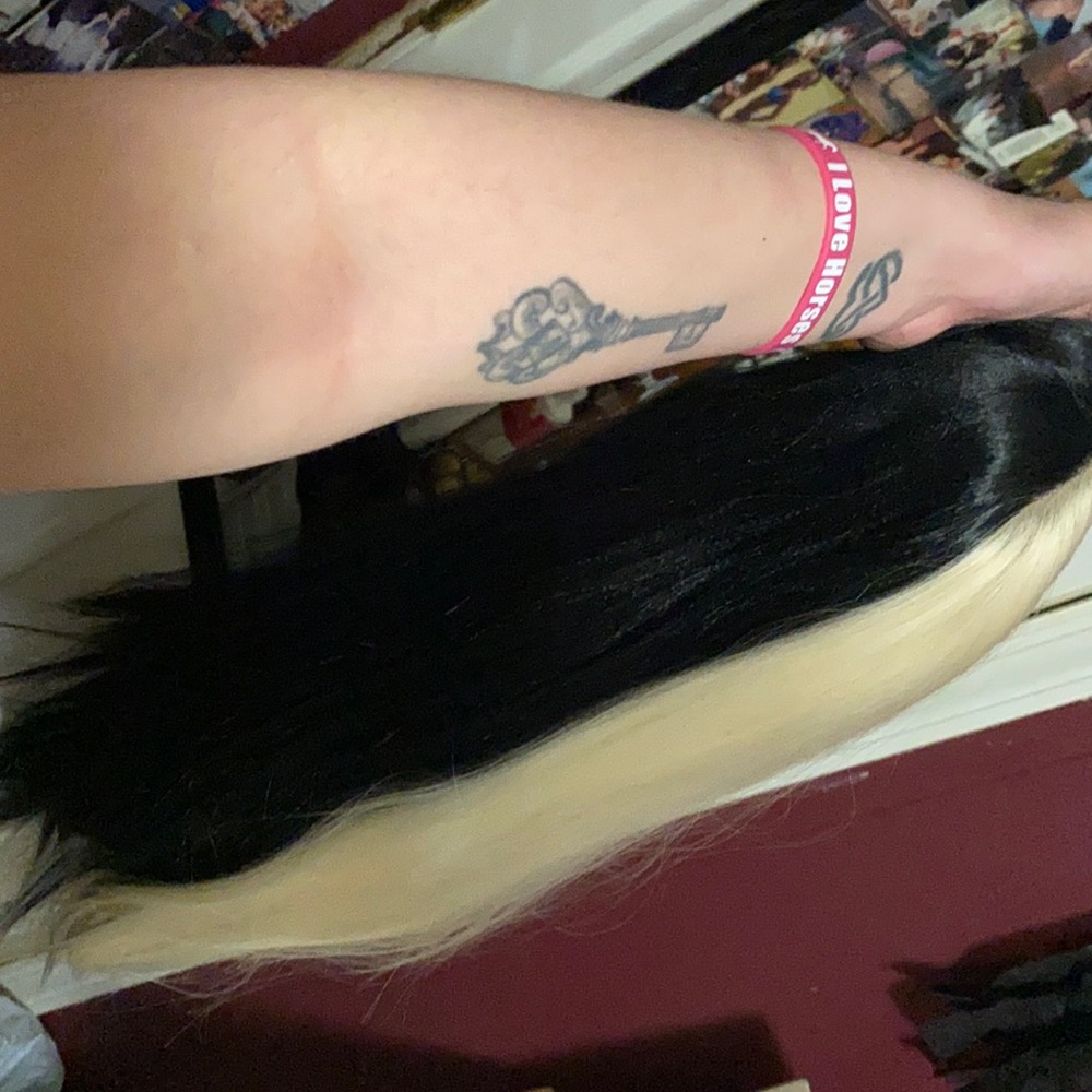 100% human hair black and blonde wig